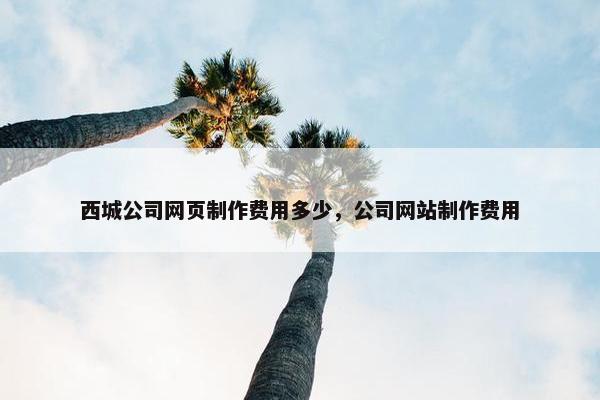 西城公司网页制作费用多少，公司网站制作费用