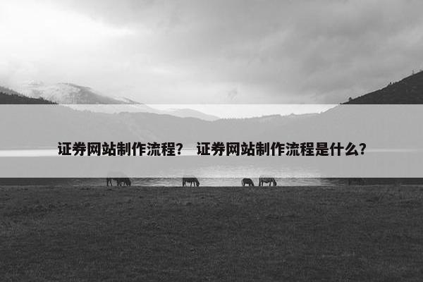 证券网站制作流程？ 证券网站制作流程是什么？