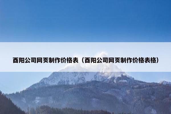 酉阳公司网页制作价格表（酉阳公司网页制作价格表格）