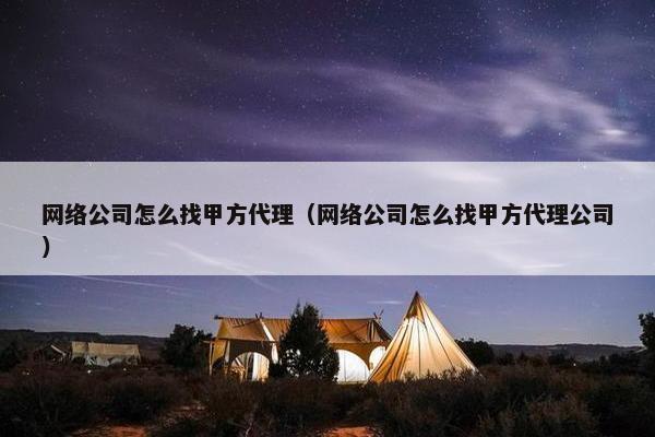 网络公司怎么找甲方代理（网络公司怎么找甲方代理公司）
