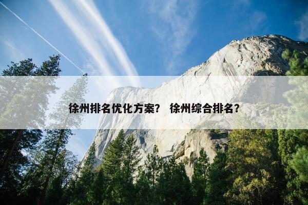 徐州排名优化方案？ 徐州综合排名？