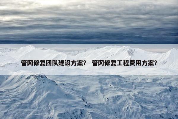 管网修复团队建设方案？ 管网修复工程费用方案？