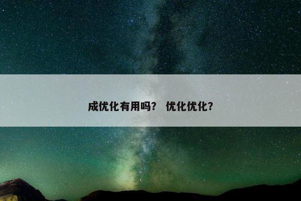 成优化有用吗？ 优化优化？