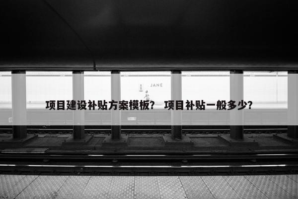 项目建设补贴方案模板？ 项目补贴一般多少？