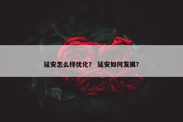 延安怎么样优化？ 延安如何发展？