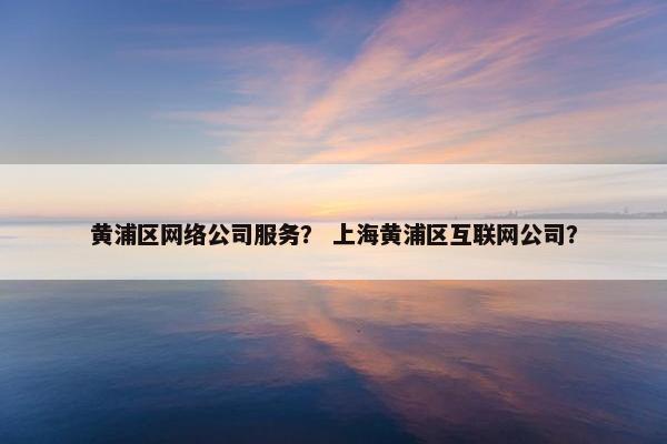 黄浦区网络公司服务？ 上海黄浦区互联网公司？