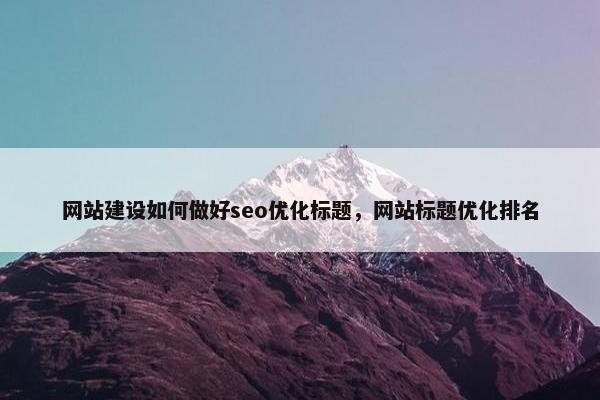 网站建设如何做好seo优化标题，网站标题优化排名