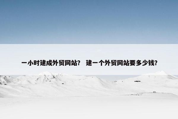 一小时建成外贸网站？ 建一个外贸网站要多少钱？