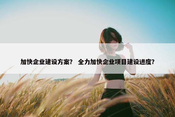 加快企业建设方案？ 全力加快企业项目建设进度？