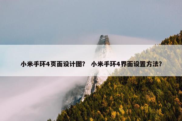 小米手环4页面设计图？ 小米手环4界面设置方法？