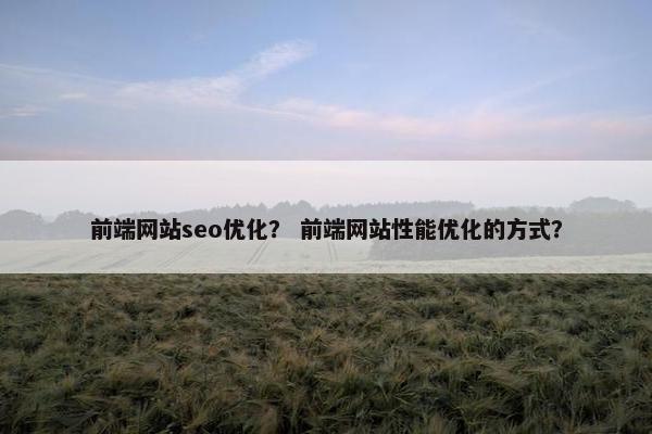 前端网站seo优化？ 前端网站性能优化的方式？