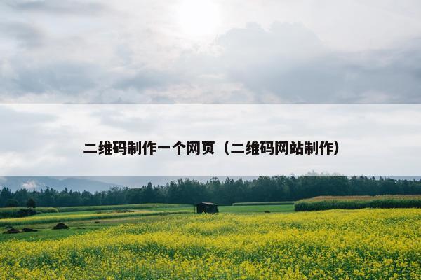 二维码制作一个网页（二维码网站制作）