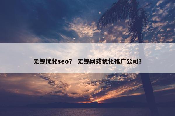 无锡优化seo？ 无锡网站优化推广公司？