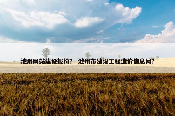 池州网站建设报价？ 池州市建设工程造价信息网？
