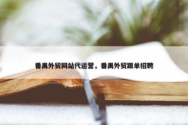 番禺外贸网站代运营，番禺外贸跟单招聘