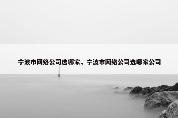 宁波市网络公司选哪家，宁波市网络公司选哪家公司