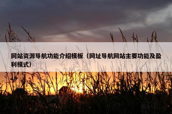 网站资源导航功能介绍模板（网址导航网站主要功能及盈利模式）