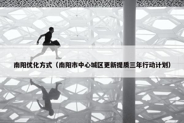南阳优化方式（南阳市中心城区更新提质三年行动计划）