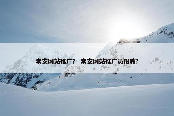 崇安网站推广？ 崇安网站推广员招聘？