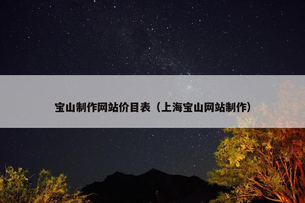宝山制作网站价目表（上海宝山网站制作）