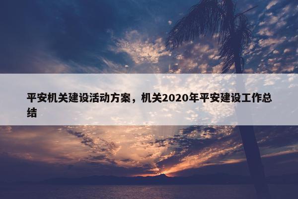 平安机关建设活动方案，机关2020年平安建设工作总结