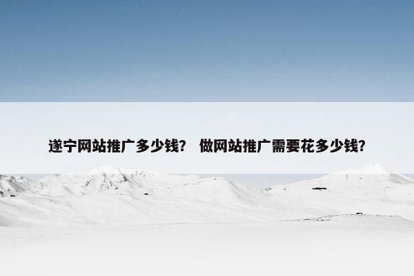 遂宁网站推广多少钱？ 做网站推广需要花多少钱？