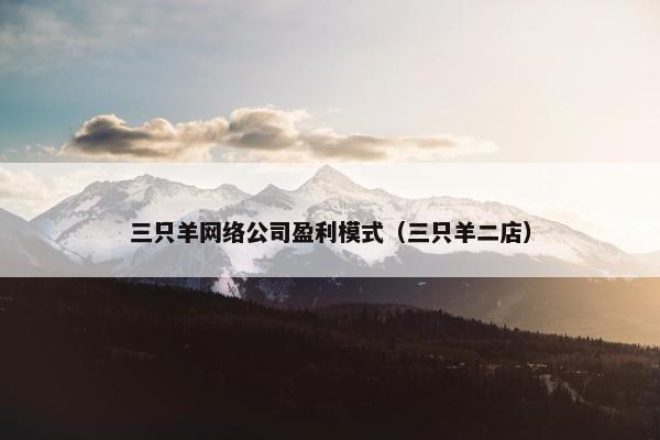 三只羊网络公司盈利模式（三只羊二店）