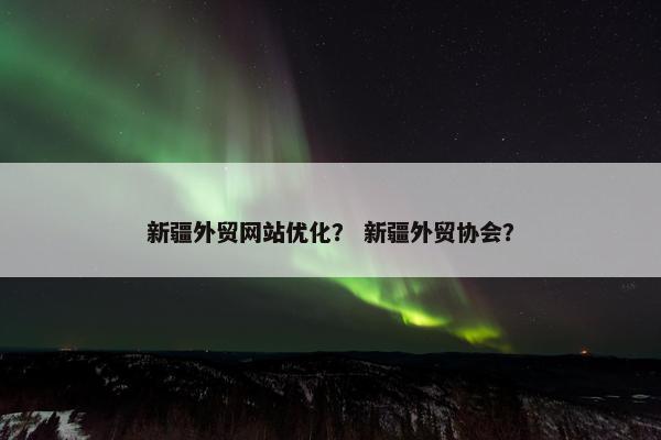 新疆外贸网站优化？ 新疆外贸协会？