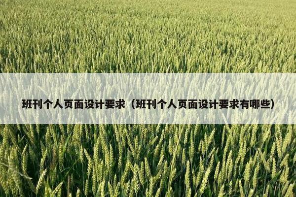 班刊个人页面设计要求（班刊个人页面设计要求有哪些）