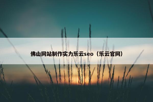 佛山网站制作实力乐云seo（乐云官网）