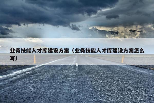 业务技能人才库建设方案（业务技能人才库建设方案怎么写）