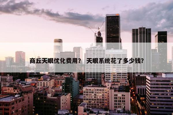 商丘天眼优化费用？ 天眼系统花了多少钱？