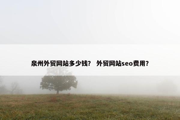 泉州外贸网站多少钱？ 外贸网站seo费用？