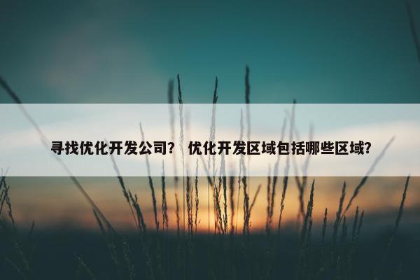 寻找优化开发公司？ 优化开发区域包括哪些区域？