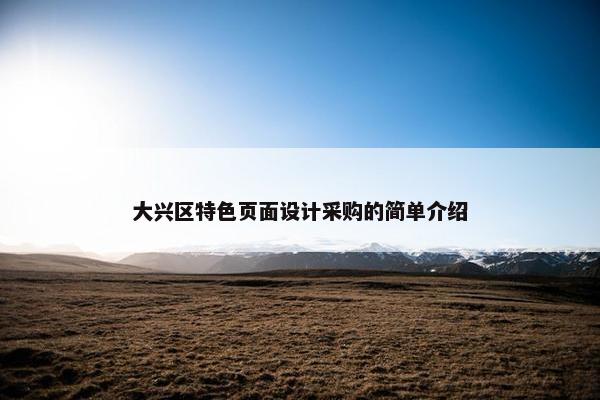 大兴区特色页面设计采购的简单介绍