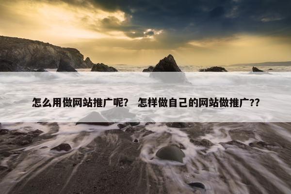 怎么用做网站推广呢？ 怎样做自己的网站做推广?？