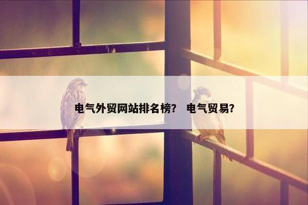 电气外贸网站排名榜？ 电气贸易？