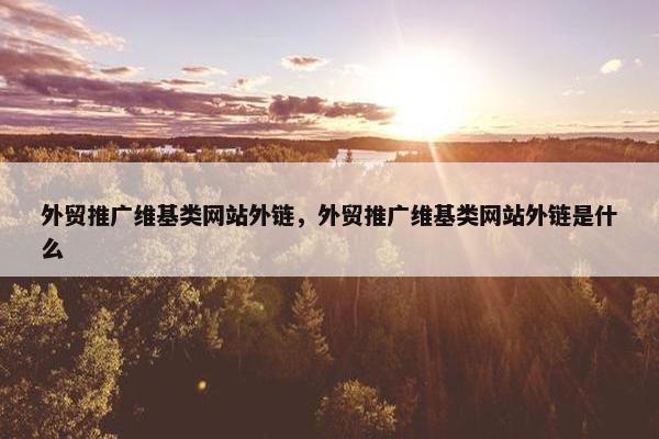 外贸推广维基类网站外链，外贸推广维基类网站外链是什么