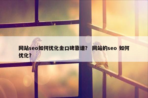 网站seo如何优化金口碑靠谱？ 网站的seo 如何优化？