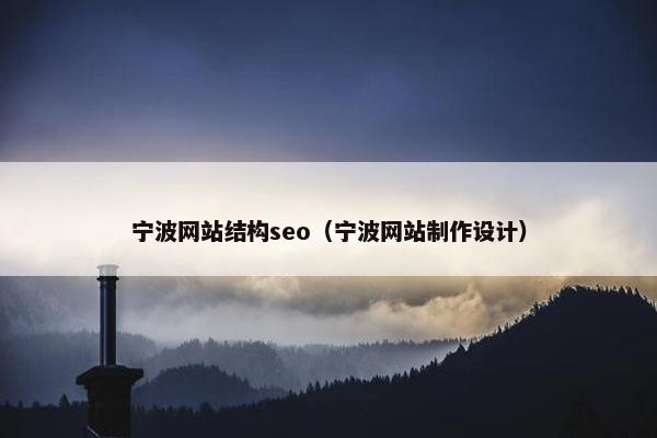 宁波网站结构seo（宁波网站制作设计）