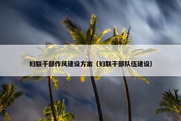妇联干部作风建设方案（妇联干部队伍建设）