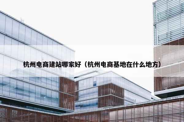 杭州电商建站哪家好（杭州电商基地在什么地方）