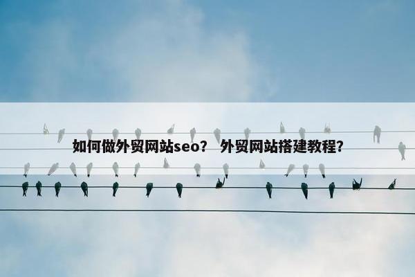 如何做外贸网站seo？ 外贸网站搭建教程？