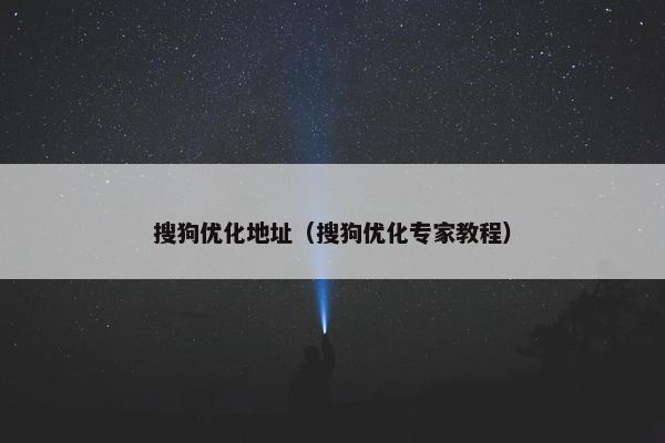 搜狗优化地址（搜狗优化专家教程）