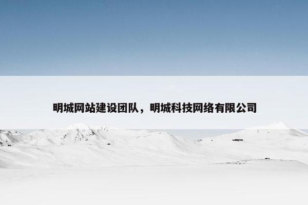 明城网站建设团队，明城科技网络有限公司