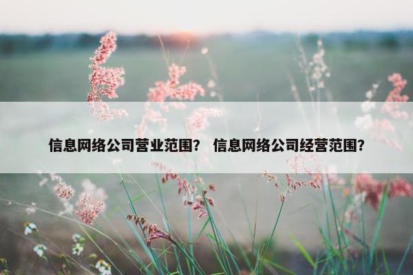 信息网络公司营业范围？ 信息网络公司经营范围？