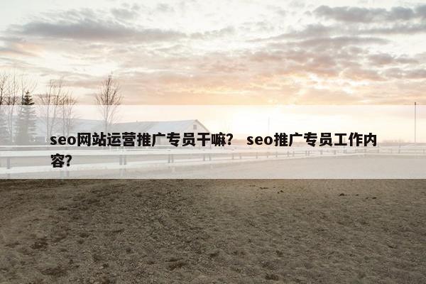 seo网站运营推广专员干嘛？ seo推广专员工作内容？