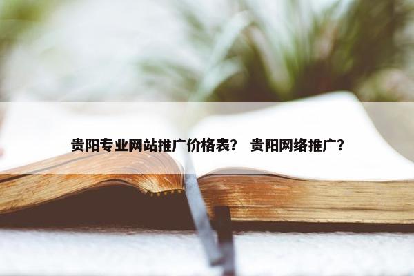 贵阳专业网站推广价格表？ 贵阳网络推广？