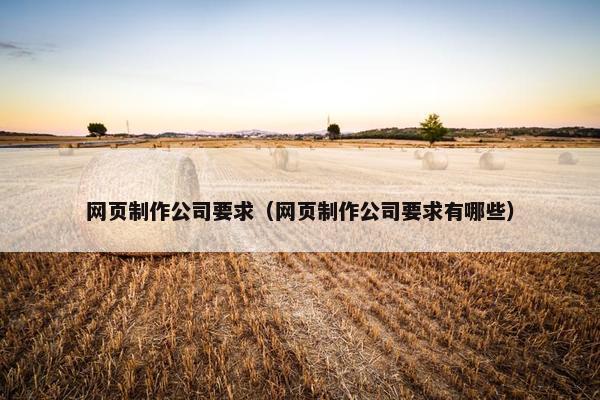 网页制作公司要求（网页制作公司要求有哪些）