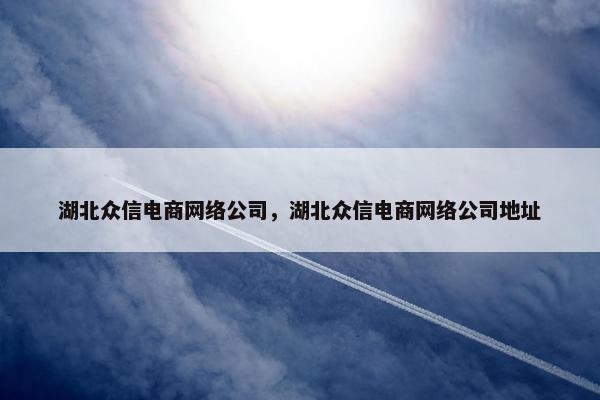 湖北众信电商网络公司，湖北众信电商网络公司地址